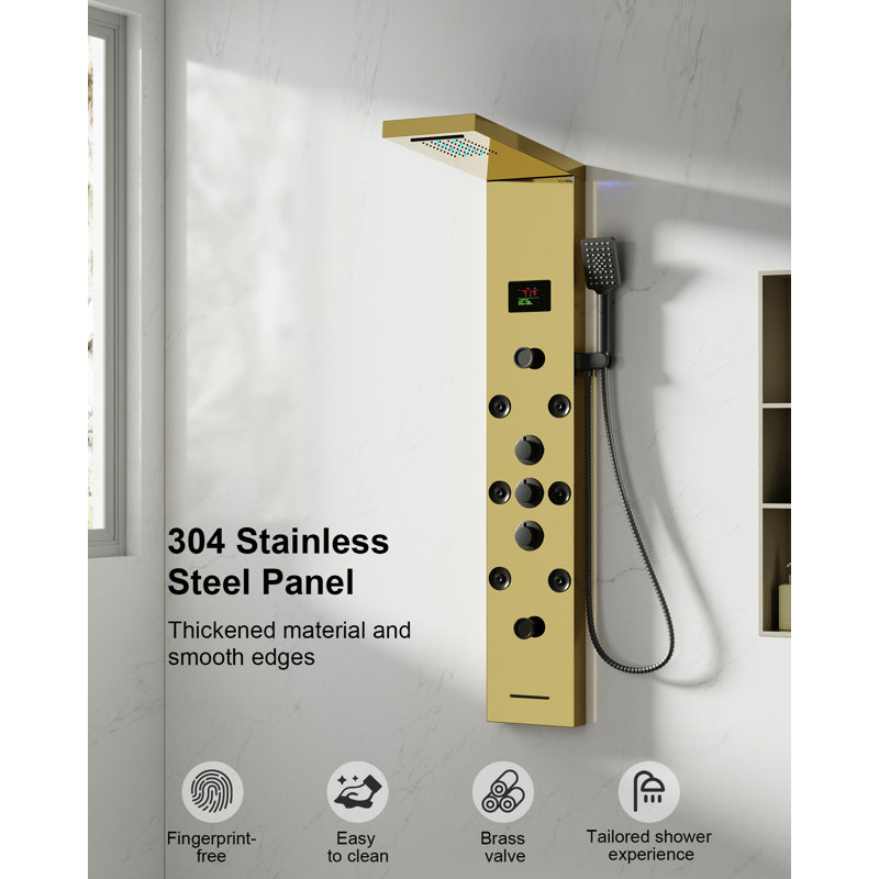 57,99 Panneau de douche avec, Noir / or