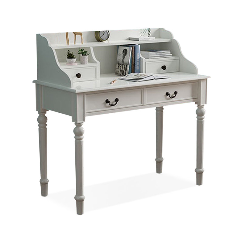 Bureau de direction rectangulaire blanc en bois massif avec tiroirs, Blanc, 29.92"H*47.24"W*19.69"D