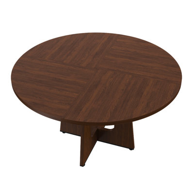 47" Round Dining Table for 4-6, Modern Farmhouse MDF Kitchen Table with 4-Panel Top, Multi-Purpose Table for Dining Room, Kitchen & Small Spaces