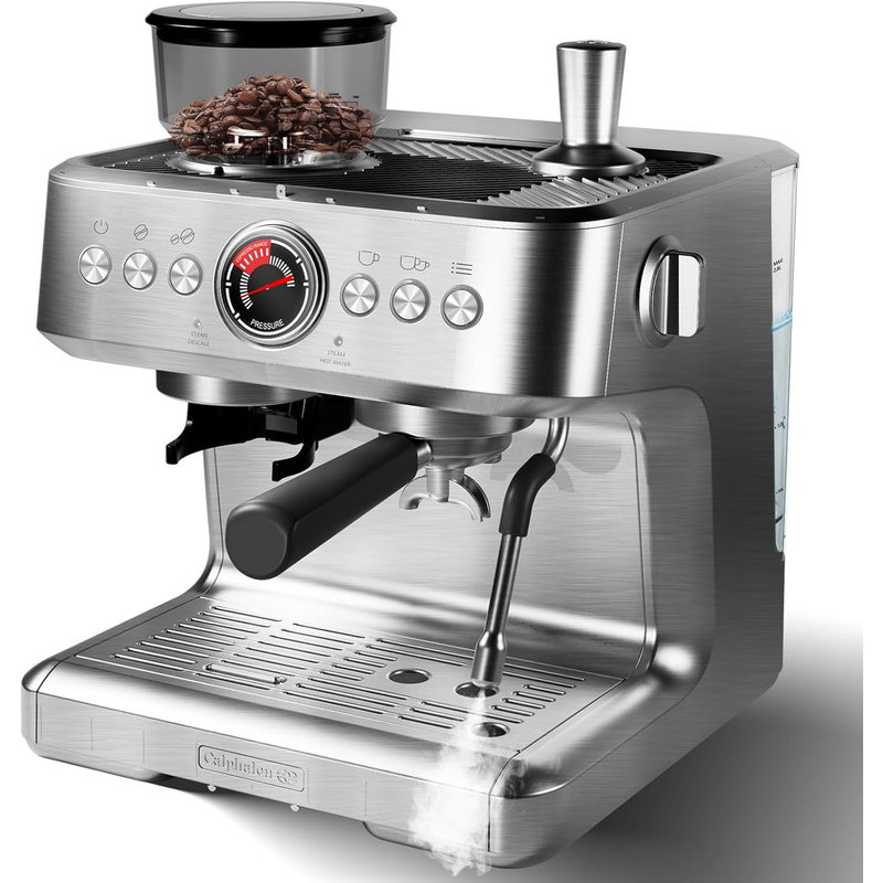 Machine à espresso semi-automatique, cafetière à 20 barres avec 30 réglages de broyage, machine à expresso