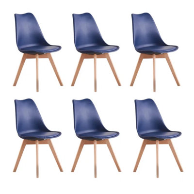 Carys Modern  Scandinavian Minimalist Dining Chairs with Faux Leather Cushions and Solid Wood Legs - Side Chair for Dining Room Kitchen Office
