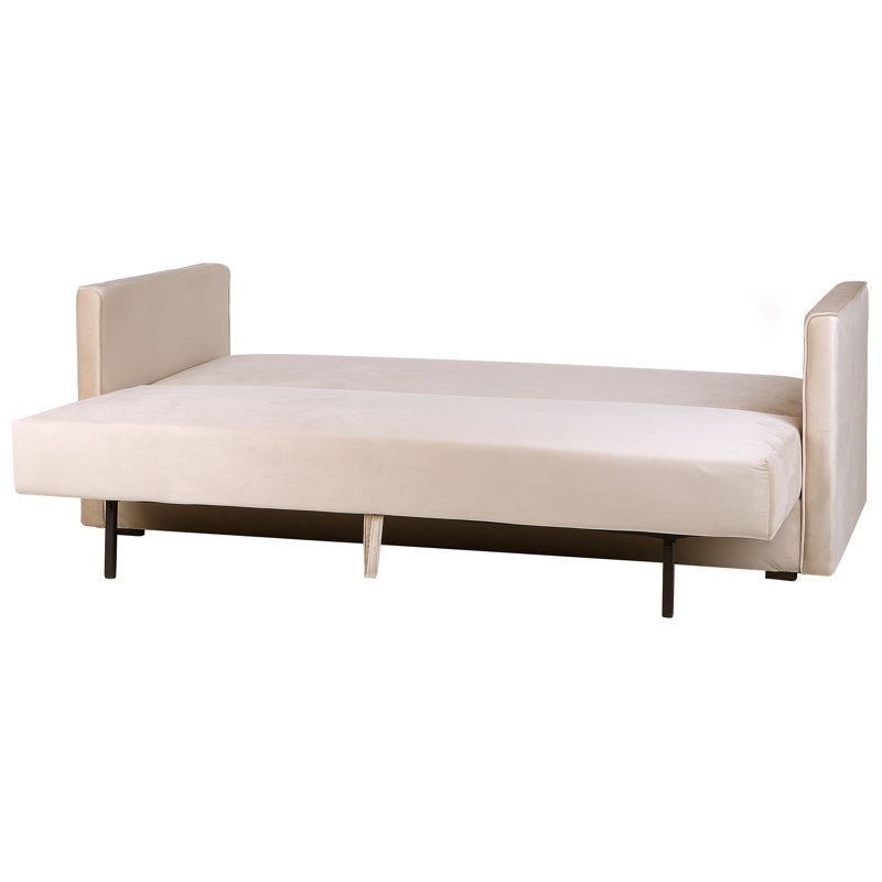 Amilcar 3 Seater Velvet Sofa Bed, Beige