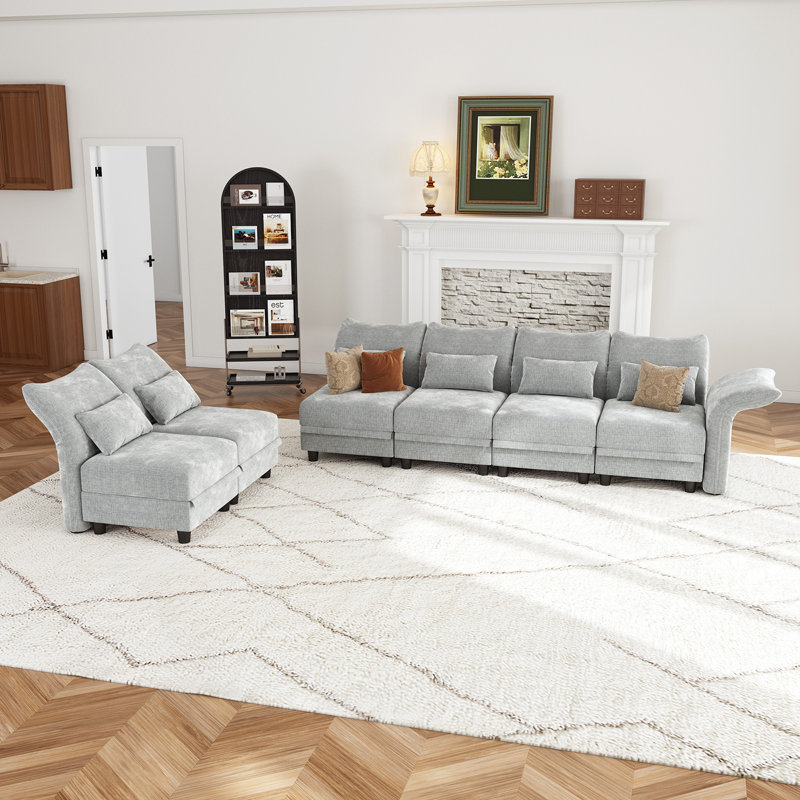 10-Piece Oversized 88.6'' Wide Chenille Freely Combined Modular Sofa Bed King Sleeper Variable Livingroom Large U Shaped Sofa Storage Couch Beige