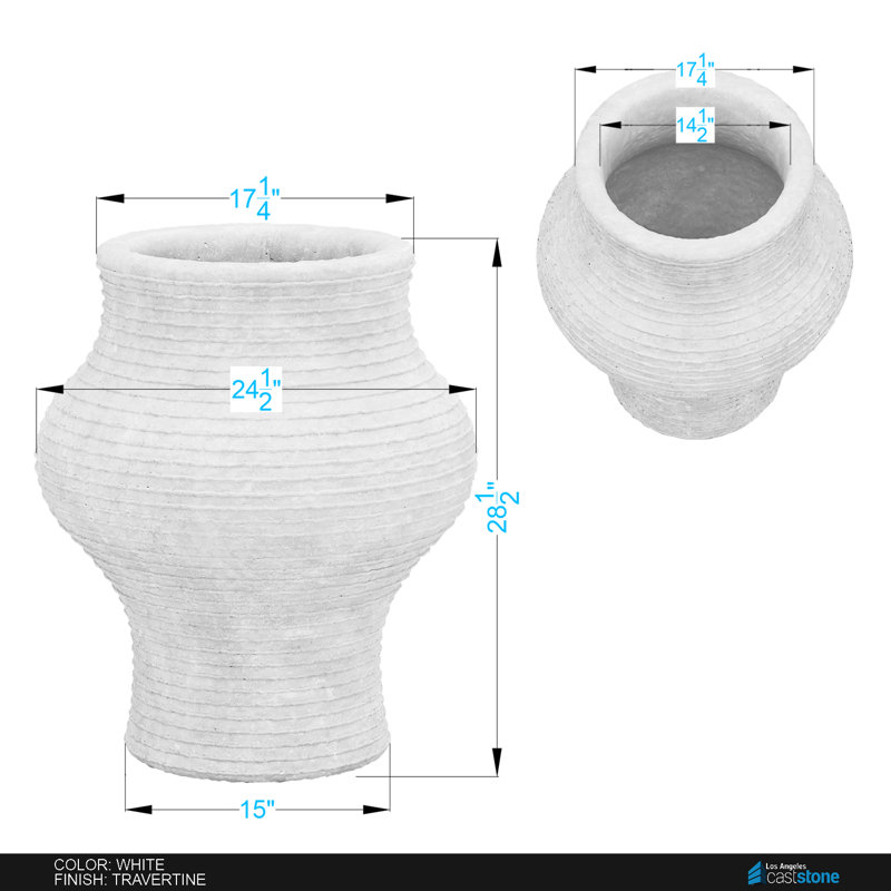 Asta Planter, White Travertine