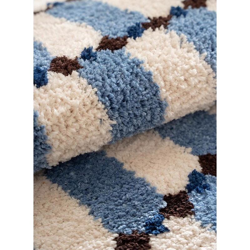 Absorbent Plush Bathroom Mat - Quick-Dry Door Mat With Non-Slip Backing, Blue