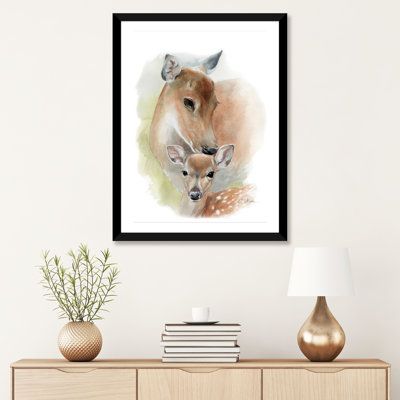 " Mother And Baby Deer " by Watercolor Luv