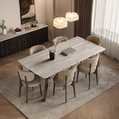 Elegant white-ash sintering table and oak chairs