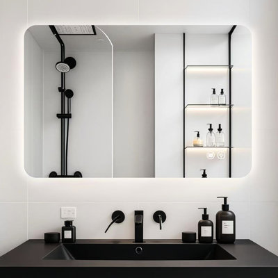 24"X36" Rectangular Backlit Bathroom Mirror With Soft Ambient For Makeup, 3 Colour Temperature Options, - Fog One Hour, Memory Function, Waterproof And Film 24X36 Beauty Care Sessions, Temperatures