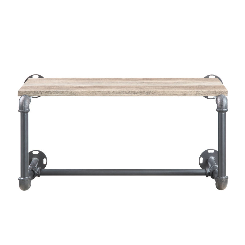 Support de rangement robuste en chêne et sable gris avec structure en métal