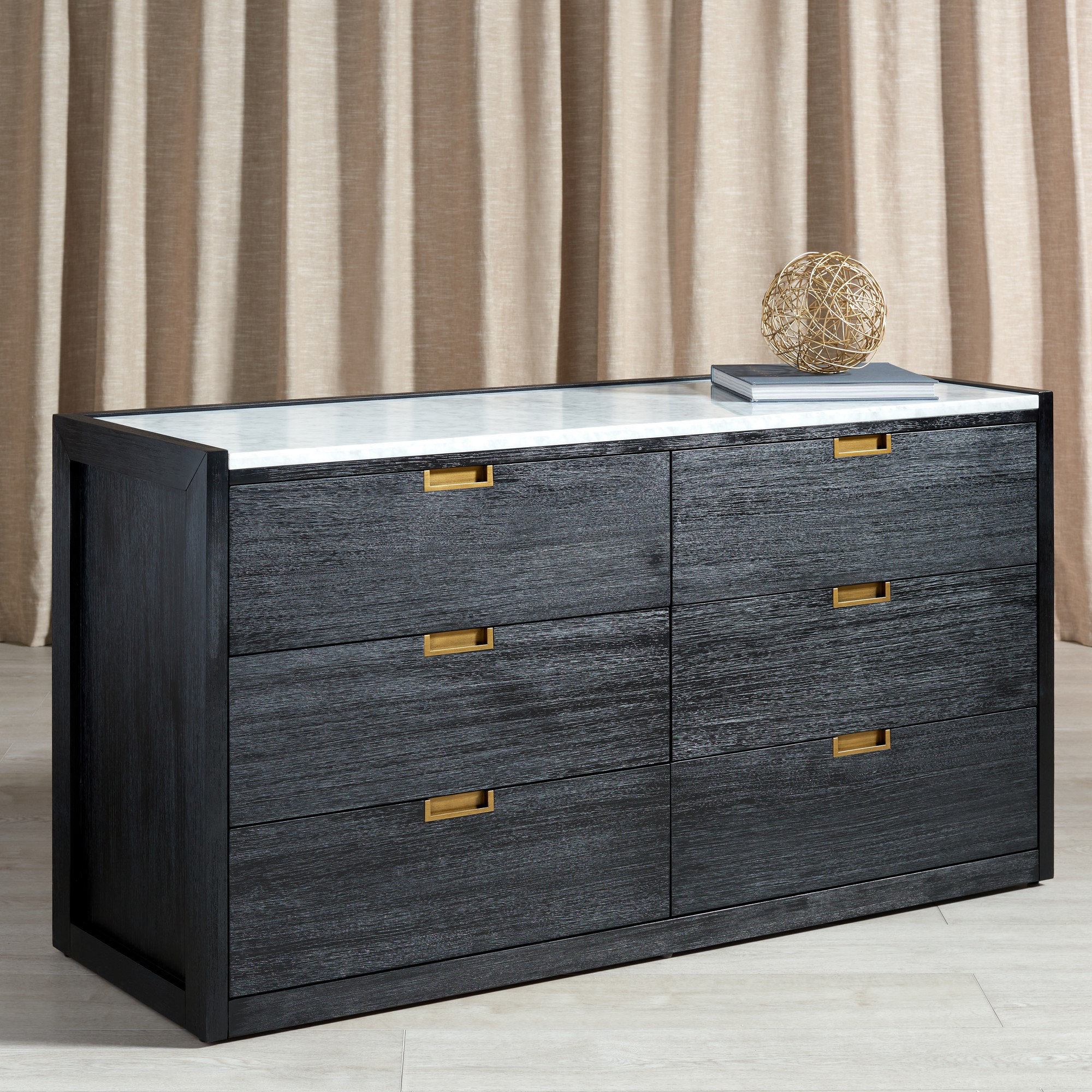 Eliane 6 - Drawer Double Dresser, Black