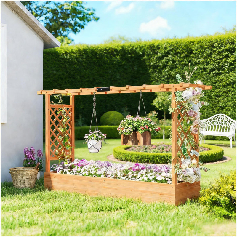 Boîte à fleurs en bois, jardinière en treillis, lit de jardin surélevé, 44,7 po H x 78,7 po L x 17,3 po P
