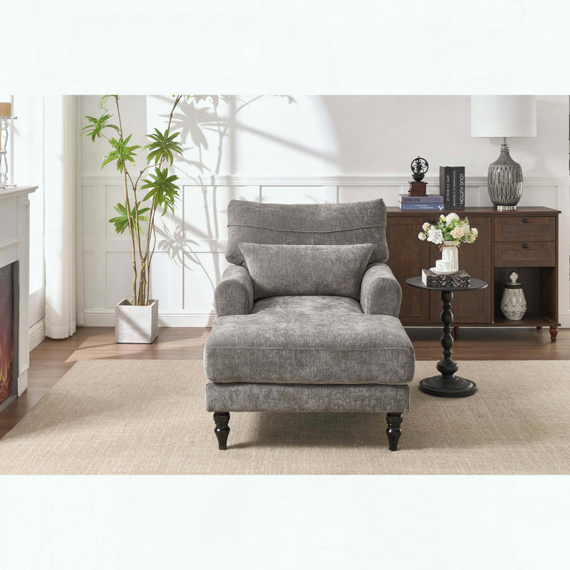 Chaise longue moderne - rembourrée - gris, Gris