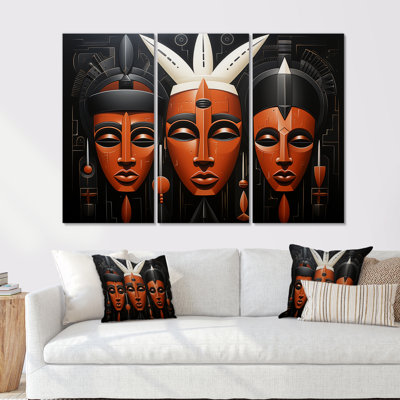 Masque africain noir et orange Kuba