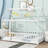 Full Size House Floor Bed With Roof Frame, Safety Guardrails,Whtie-1287012562-1287012573