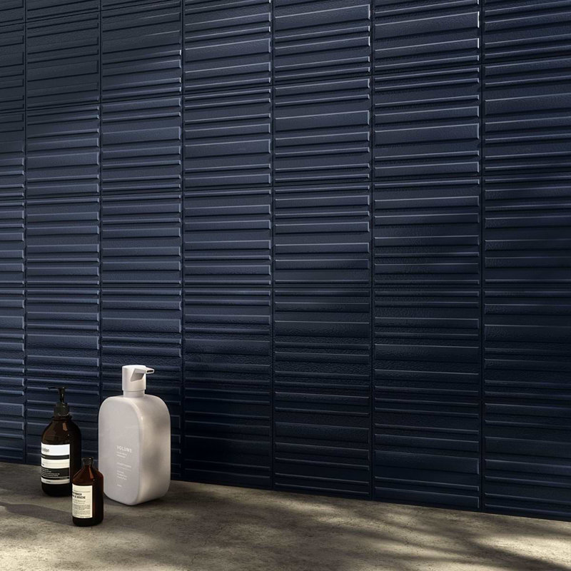 Sydney 8x16 3D Mixed Finish Ceramic Tile, Blue