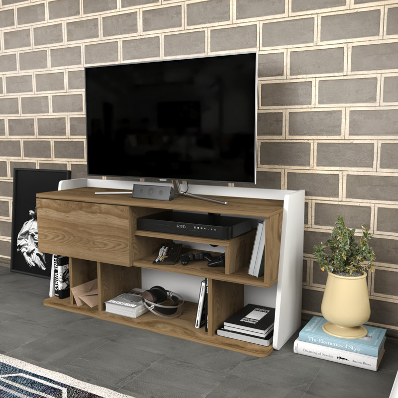 Goscho TV Stand for TVs up to 55", Oud Oak/White