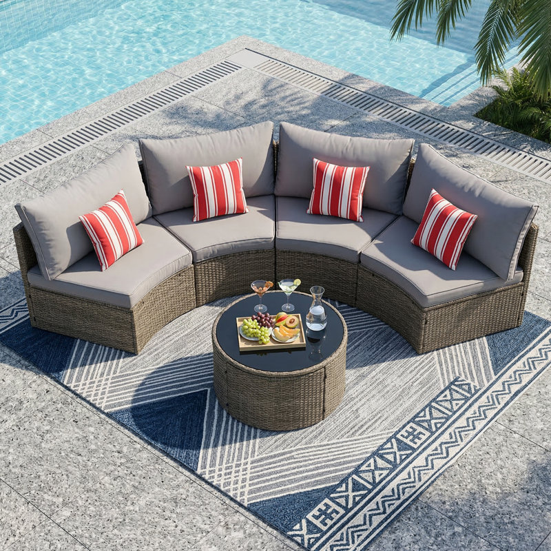 Canapé modulaire demi-lune pour l'extérieur