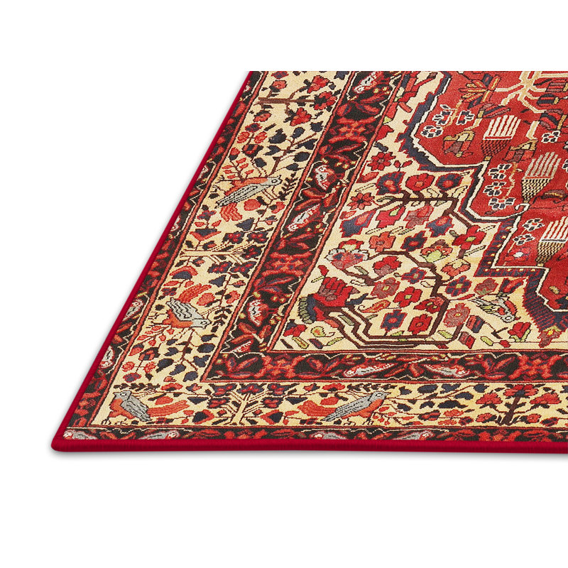 Tapis traditionnel mehroon/noir/crème, Rectangle 5 pi x 7 pi