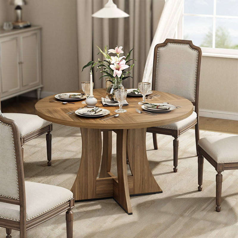Remmelt Round 47.2'' Dining table, Brown Oak