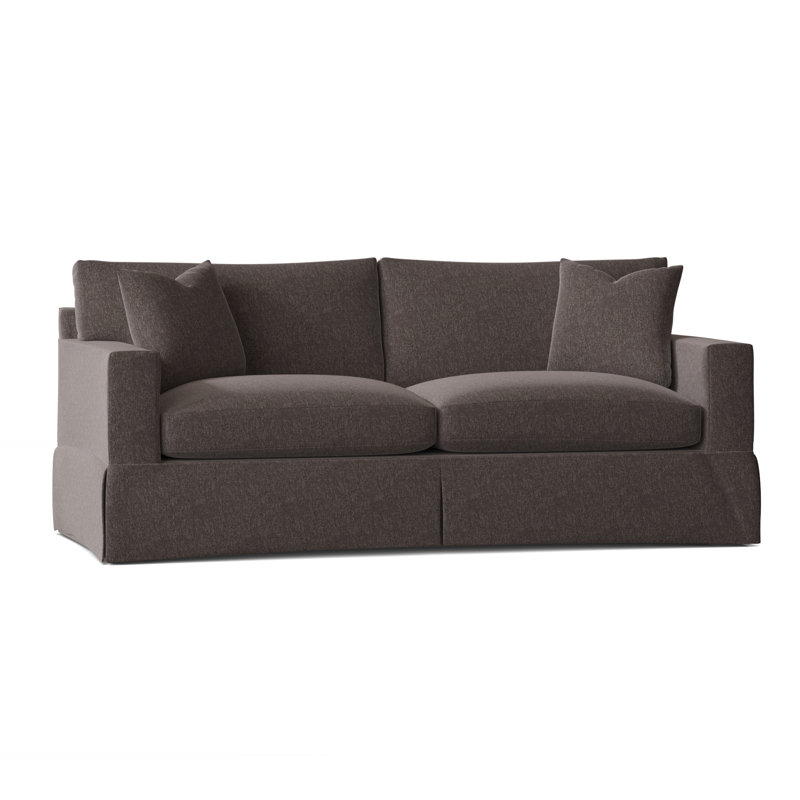Canapé-lit à accoudoirs carrés avec coussins réversibles 85 po McCall, Gris anthracite Crafty, Galet Macarena
