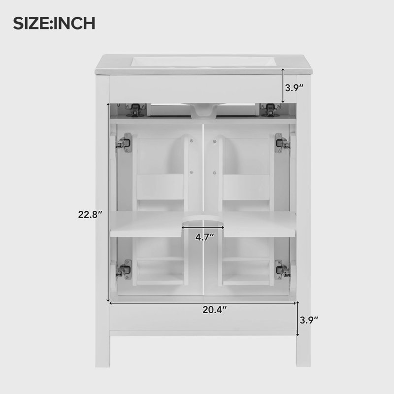 Ensemble de meuble-lavabo simple 24,2 po avec plateau en céramique Cloverdales