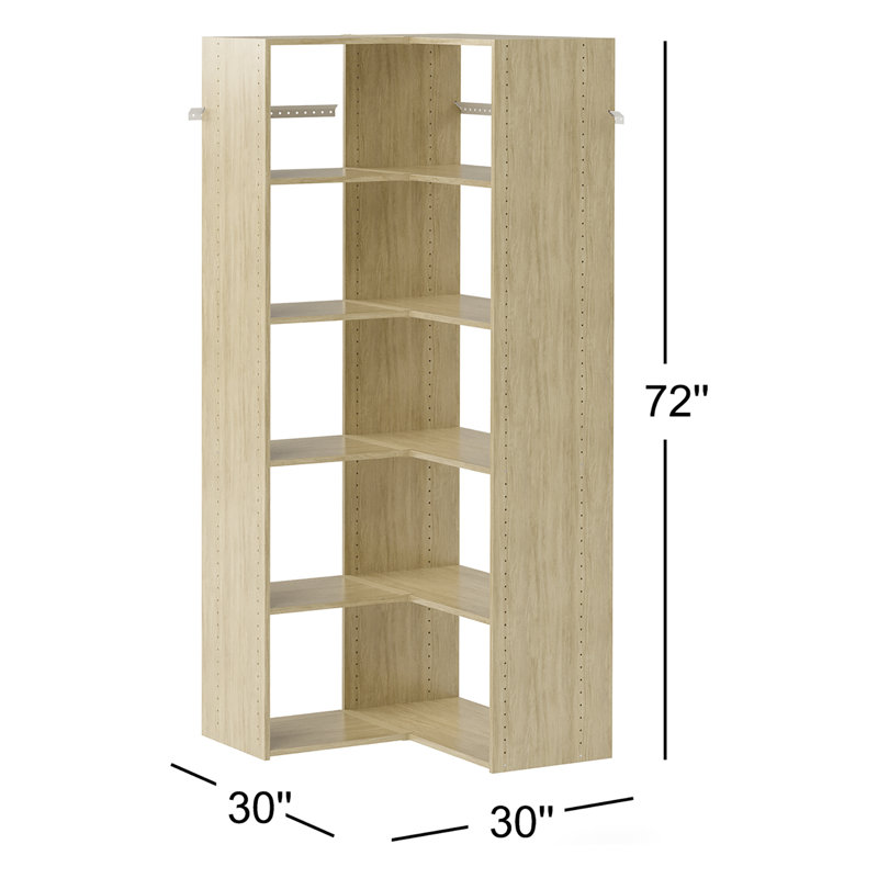 Système d'organisation en angle pour garde-robe grillagé de l 30 po de largeur, Blond miel