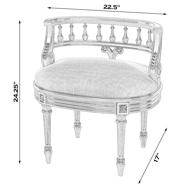Jules Upholstered Vanity Stool, Black