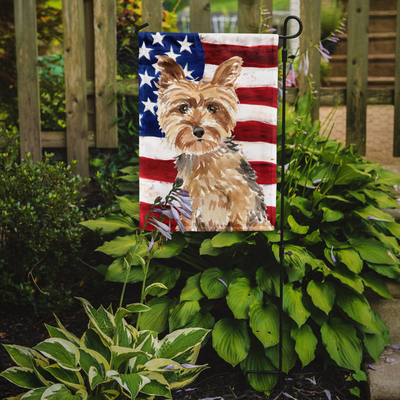 2 côtés en polyester de 2 côtés american drapeau de jardin, Beige / blanc fox-terrier