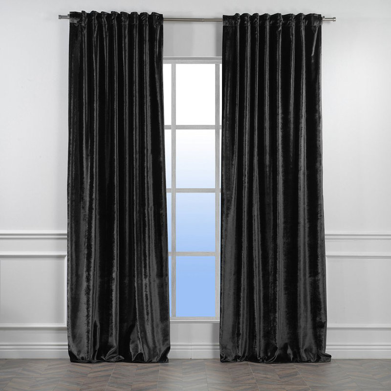 Room Darkening Single Curtain Panel, Black, 130cm Width x 295cm Drop