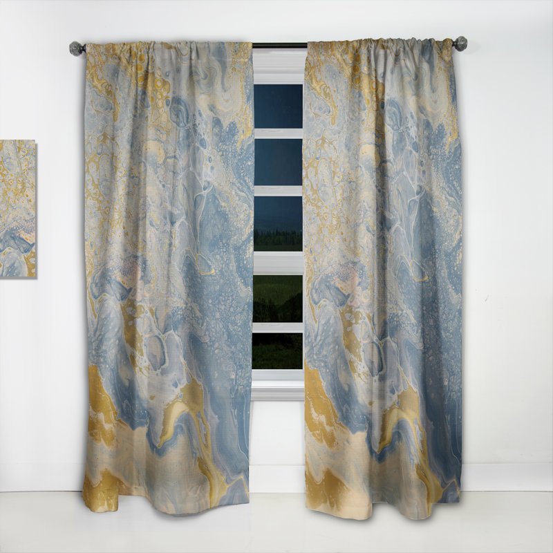 Panneau de rideau simple semi-diaphane avec passe-tringle Marble Waves, L 52 po x L 120 po
