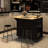 39.8" Rubber Wood Drop-Leaf Countertop Kitchen Cart With Open Storage And 5 Wheels-19209852