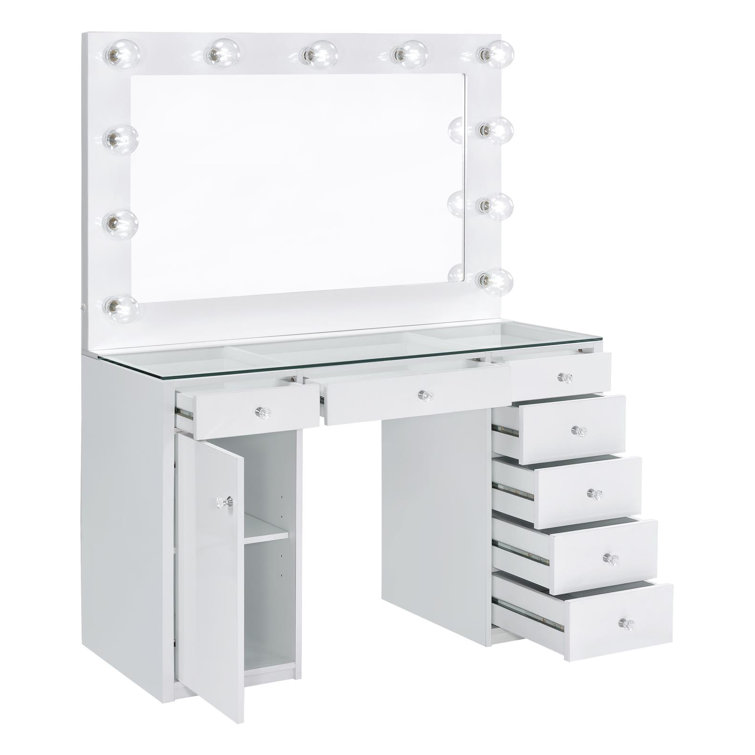 Amargosa 7-Drawer Makeup Vanity Table with LED Hollywood Mirror Lighting