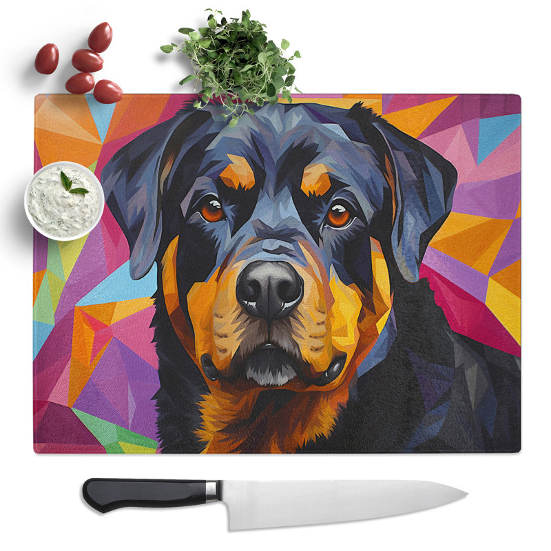 Rottweiler Colour Field  Glass Chopping Board