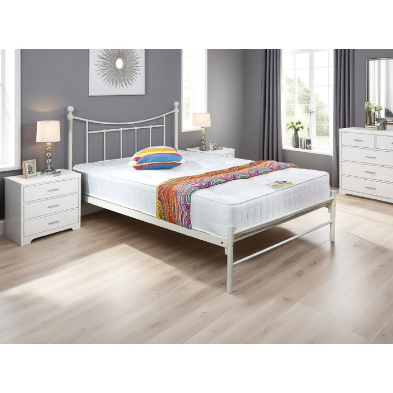 Brockington Metal Bed, Ivory, Small Double (4')