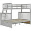 Lit simple superposé au dessus d'un lit double avec tiroirs de rangement, lit superposé en bois avec échelle et garde-corps-1686140961