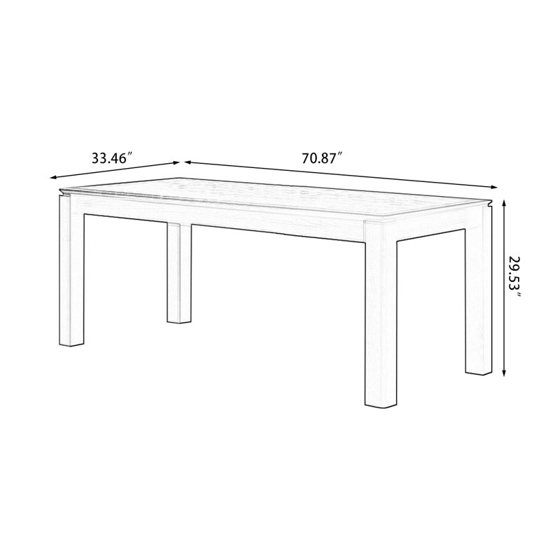 Table de salle à manger rectangulaire noire, H 29,53 po x L 70,87 po x l 33,46 po