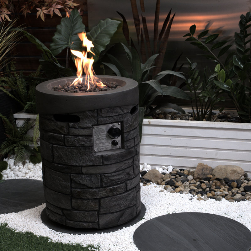 20 Inch Diameter Outdoor Gas Fire Pit, 32000 , , With Lava Stones And Rainproof Housing Stove, Diameter, Approved, Covering