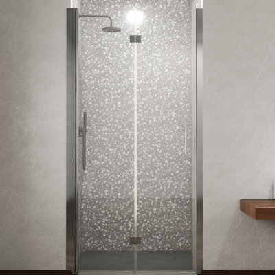 34" x 72"Bi-Fold Shower Door with 6mm Tempered Glass, Reversible Installation, Adjustable Framed Design for Small Bathrooms