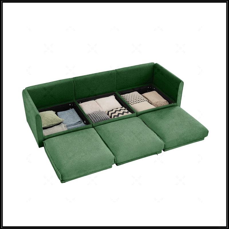Canapé en chenille avec siège de rangement, Vert