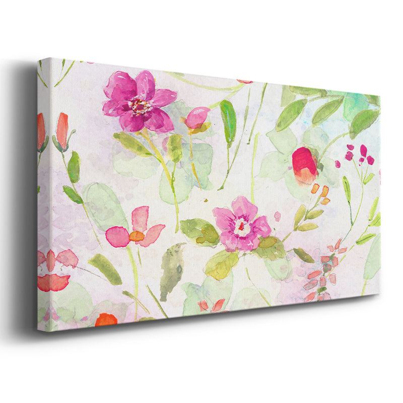 Jardin d'été - Toile tendue avec châssis, prête à accrocher, H 17 po x l 33 po, Doré