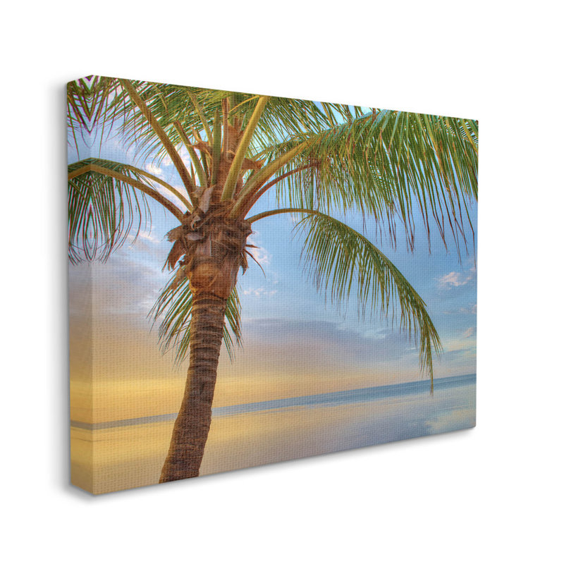 Sunrise Palm Tree Sky Reflection Canvas Wall Art