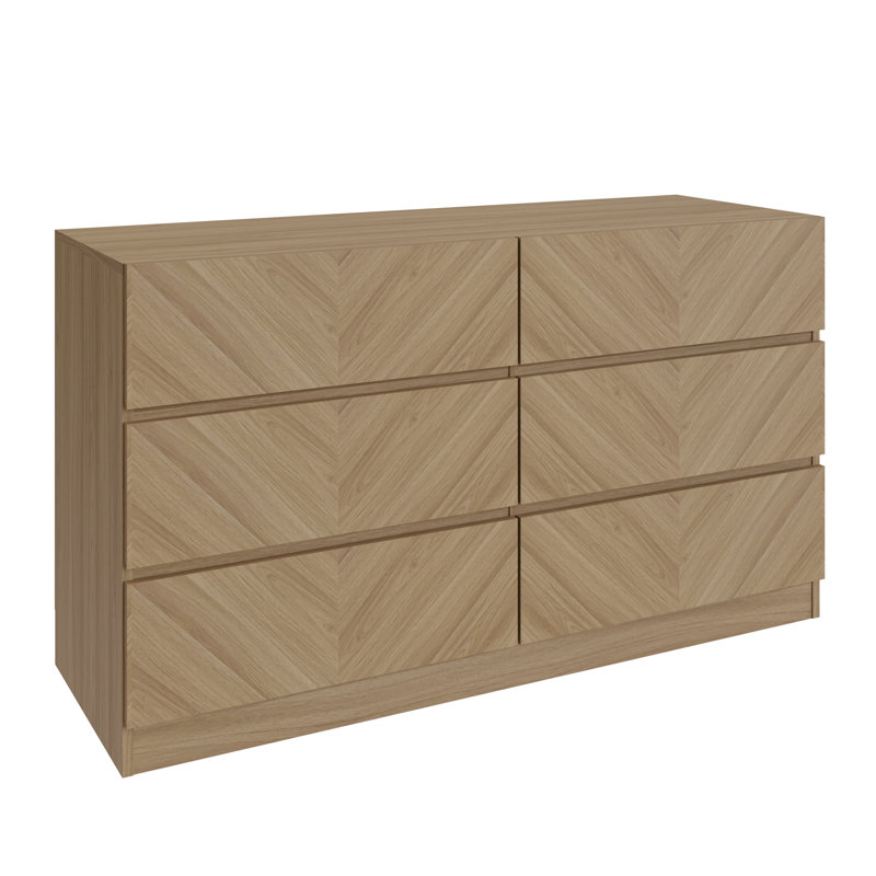 120 cm W Chest of 6 Drawers, Oak