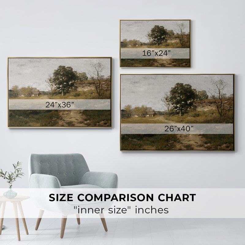 Paysage rétro - MLXII, Toile avec cadre flottant or, H 25 po x l 37 po