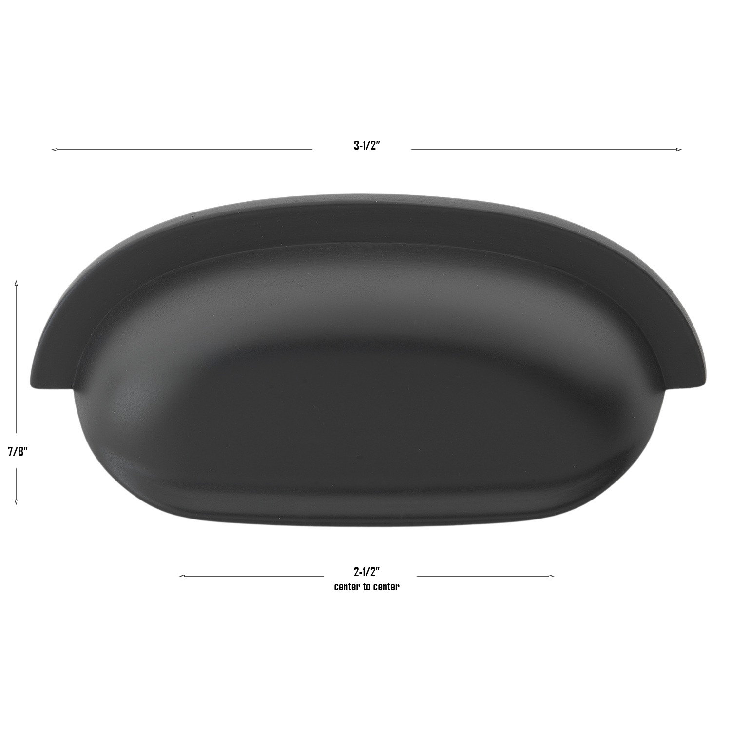 2.5" Cup Bin Cabinet Pull, Matte Black