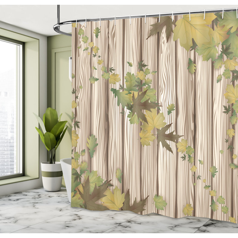 Ensemble de rideau de douche et crochets Autumn, H 69 po x l 75 po, Olive foncé