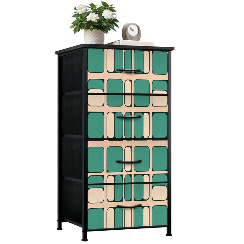 Commode à 4 tiroirs avec rangement vertical des années 50 de style Mid-Century
