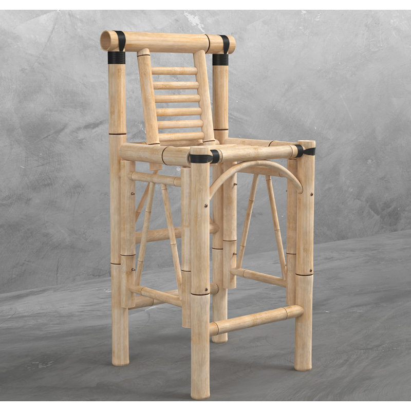 Tabouret de patio en bambou Carrcroft Tiki By RAM Game Room