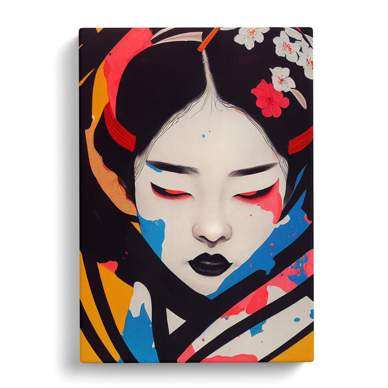 Geisha Paint Drip No.1 - Wrapped Canvas, 76cm H x 50cm W x 3cm D