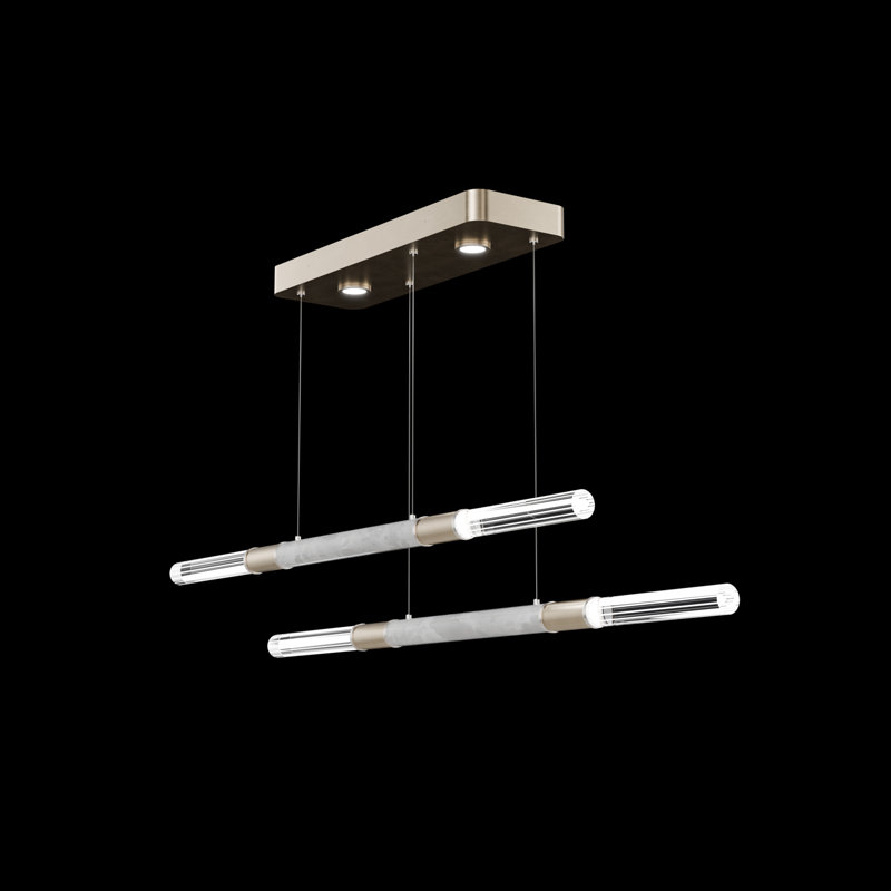 Luminaire suspendu l 71 po Antonia, Nickel/Feuille d'or mou Fumée
