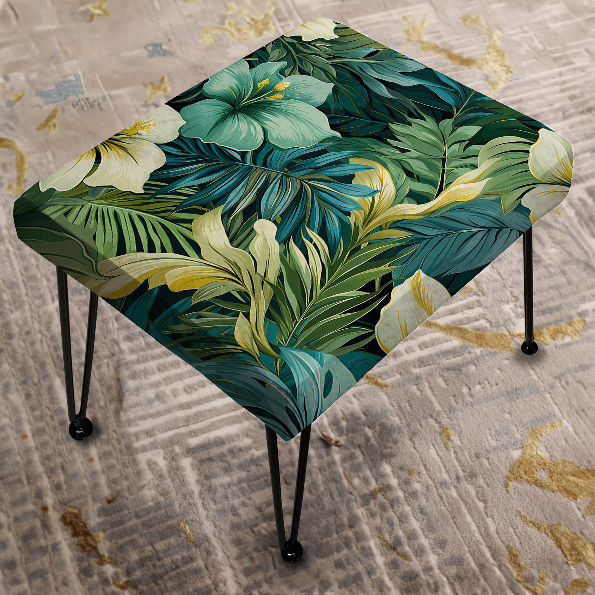 Design Art Mirage Oasis Tropical Pattern - Tropical Rectangle Ottoman ...